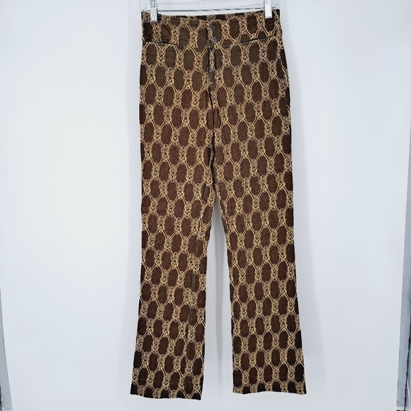 Ohm Brown Taupe Embroidered Boho Wide Straight Leg Trouser Pants‎ - Picture 8 of 8